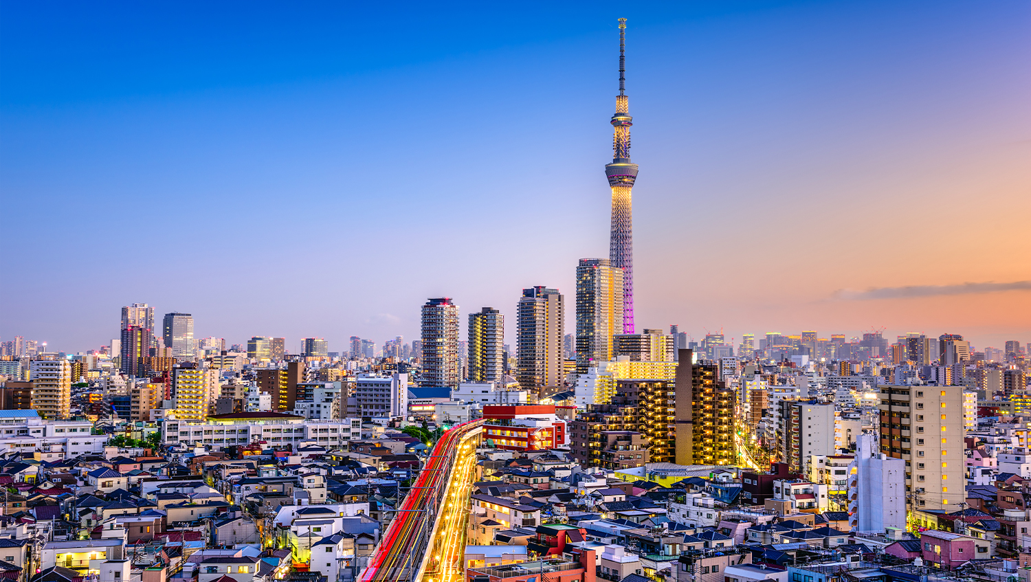 Tokyo Skytree แสงไฟยามค่ำคืน